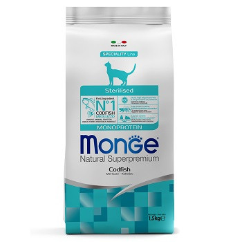 Monge Cat Monoprotein Sterilised Merluzzo сухой корм для стерилизованных кошек с треской
